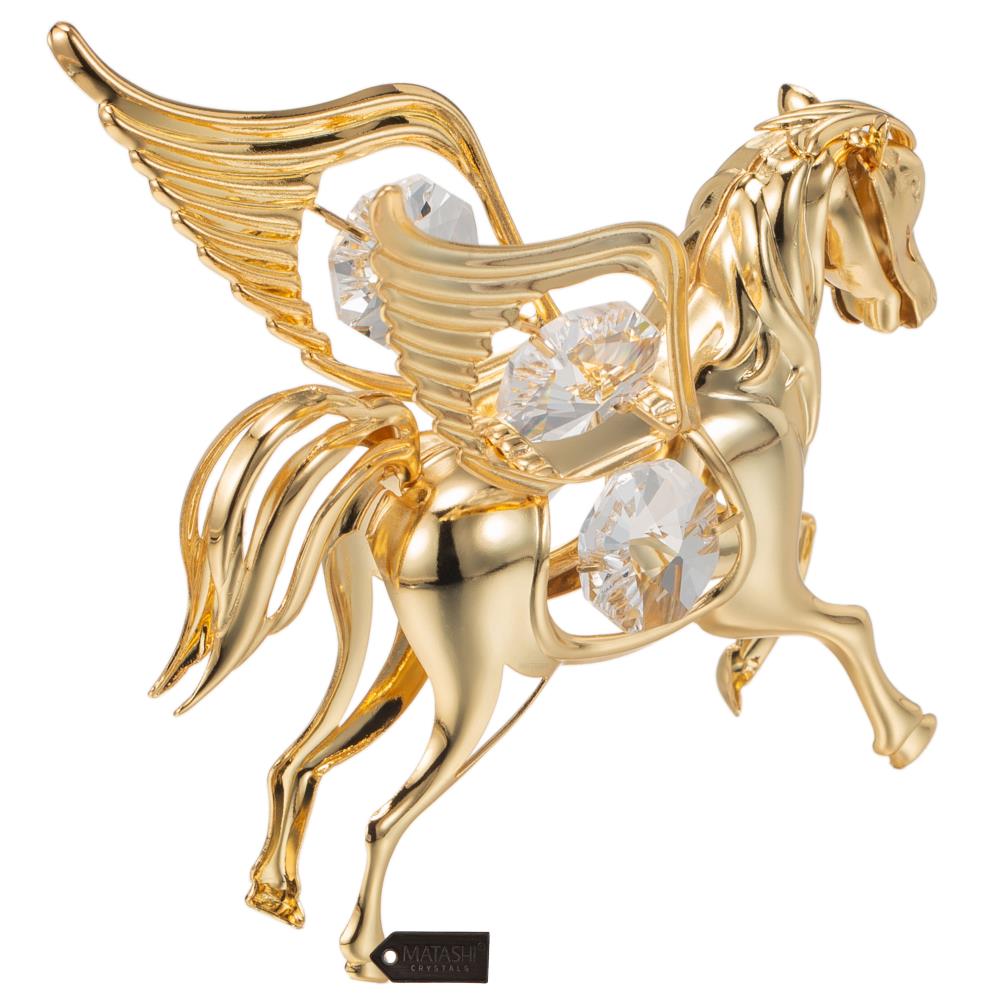 Matashi - MT11778G - 24K Gold Plated Crystal Studded Flying Pegasus ...