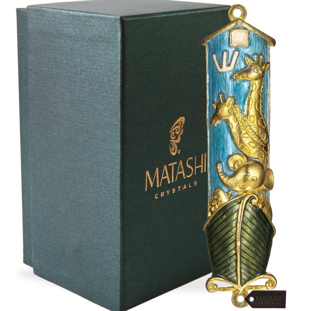Matashi - MTMZ3352 - Blue Enamel Noah's Ark Mezuzah