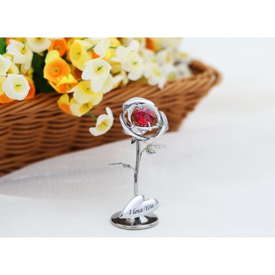 Silver Rose Flower Tabletop Ornament