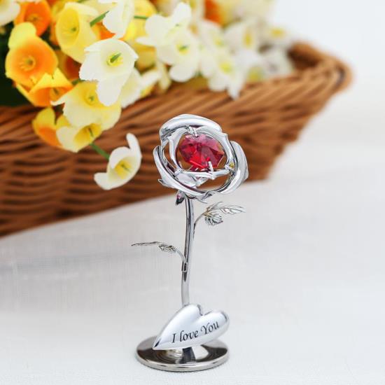 Silver Rose Flower Tabletop Ornament