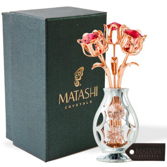 Chrome/Rose Gold Plated Flowers in Vase