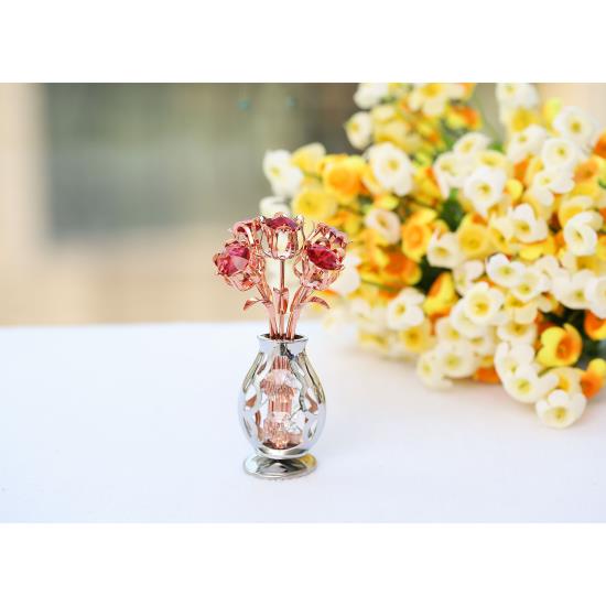 Chrome/Rose Gold Plated Flowers in Vase