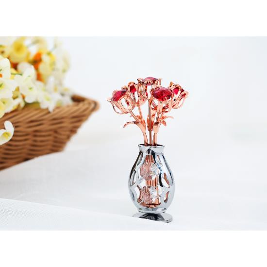 Chrome/Rose Gold Plated Flowers in Vase