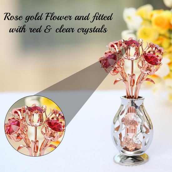 Chrome/Rose Gold Plated Flowers in Vase