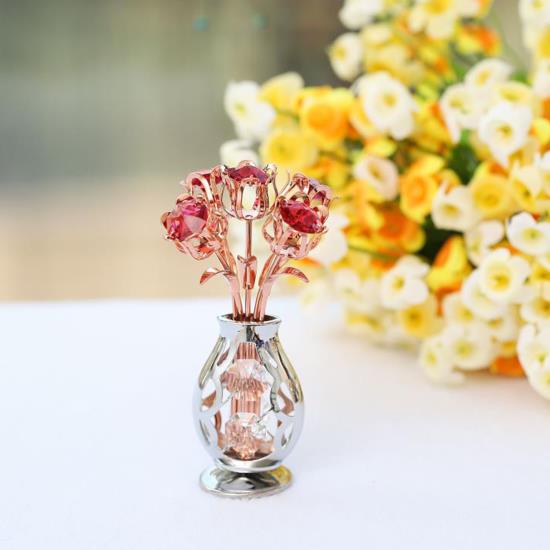 Chrome/Rose Gold Plated Flowers in Vase