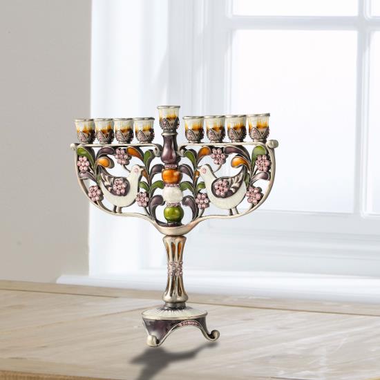 Hand Painted Menorah Candelabra