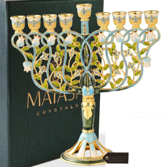 Hand Painted Menorah Candelabra