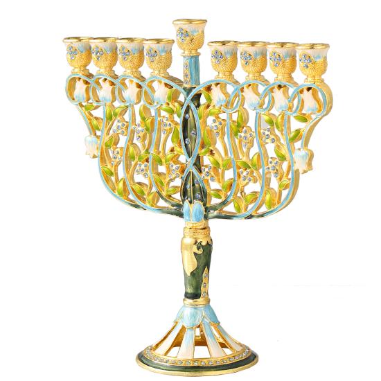 Hand Painted Menorah Candelabra