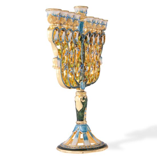 Hand Painted Menorah Candelabra