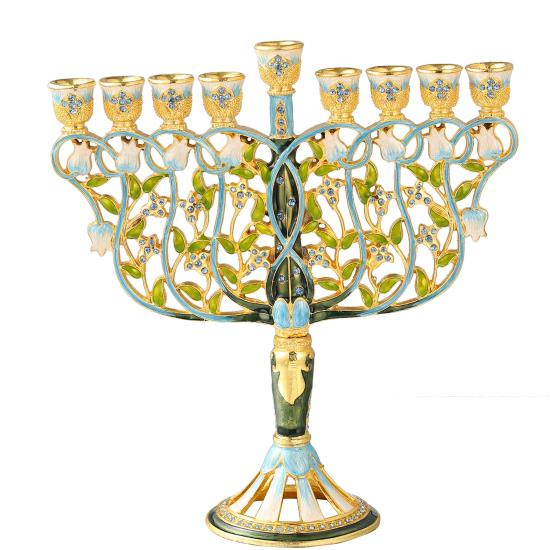 Hand Painted Menorah Candelabra