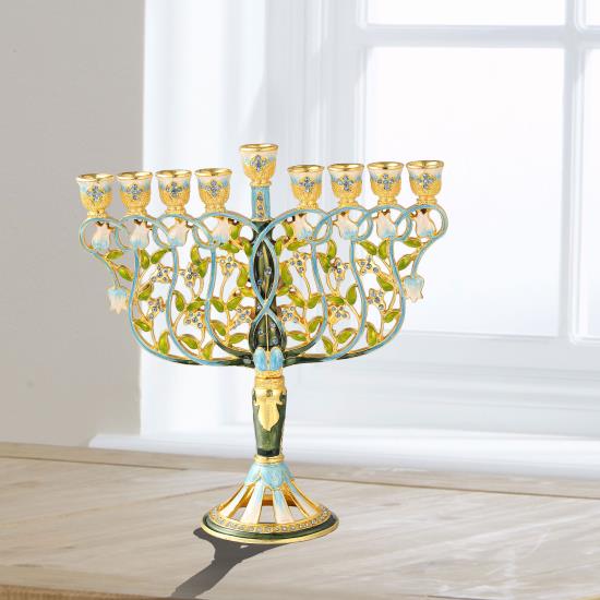 Hand Painted Menorah Candelabra