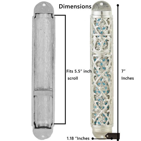 Silver Light Blue Mezuzah