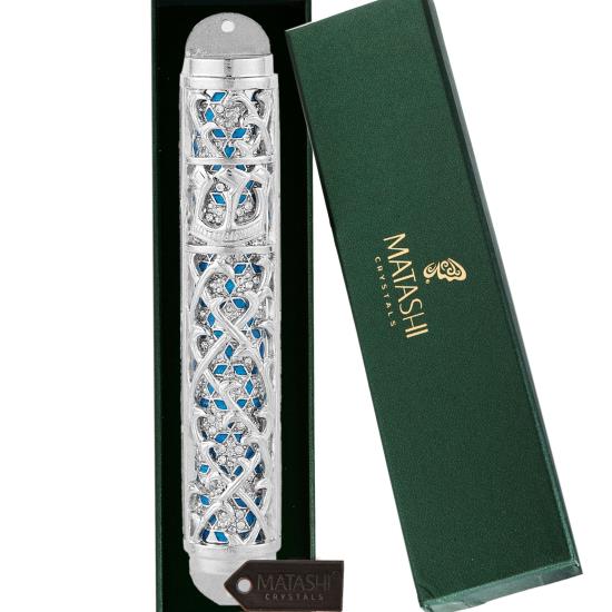 Silver Blue Mezuzah