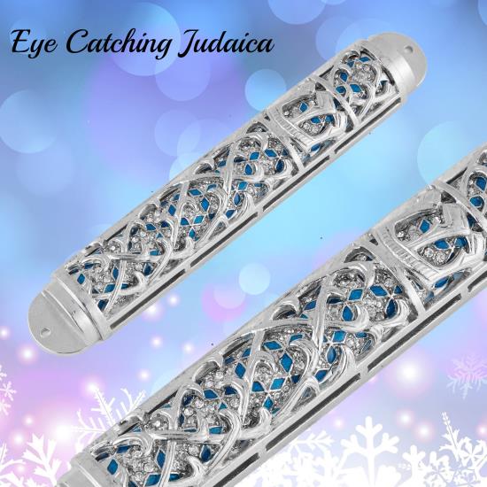 Silver Blue Mezuzah