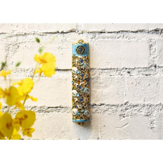 Hand Painted Mezuzah Embellished