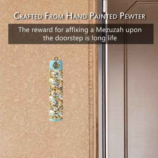 Hand Painted Mezuzah Embellished