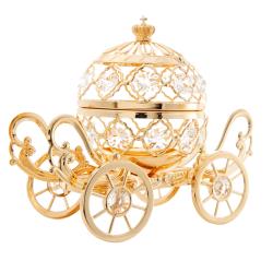 Matashi 24K Gold Plated Crystal Studded Large Cinderella Pumpkin Coach Desktop Figurine Ornament