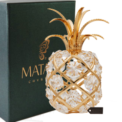 24K Gold Plated Crystal Studded Pineapple Ornament with Clear Crystals by Matashi