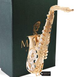 24K Gold Plated Crystal Studded Saxophone Ornament by Matashi