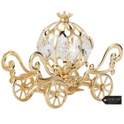 24K Gold Plated Crystal Studded Mini Cinderella Pumpkin Coach Ornament by Matashi